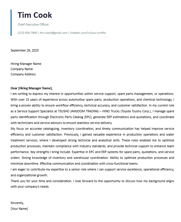 Cover Letter 10