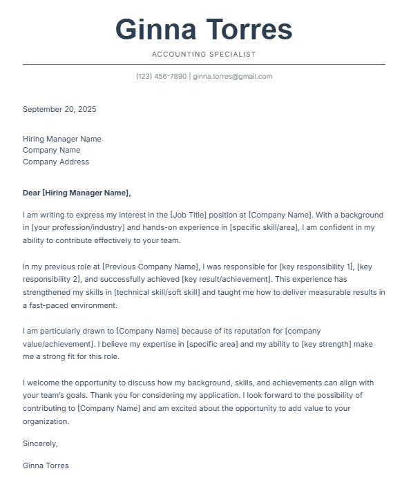 Cover Letter 1