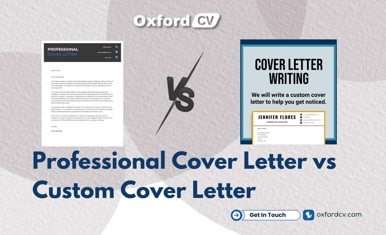 Professional Cover Letter vs Custom Cover Letter